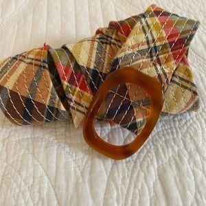 J Crew Madras Plaid Belt -Like New! Sz M/L